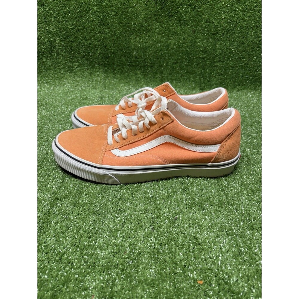 Vans Old Skool Mens Size 11 Orange White Athletic Skateboard Shoes Sneakers